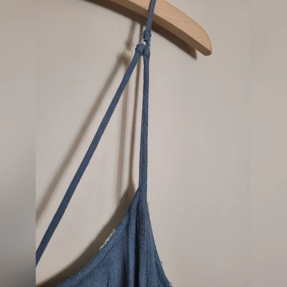 Free People Intimately Blue Dress with White Floral Embroidery Large - Picture 10 of 10